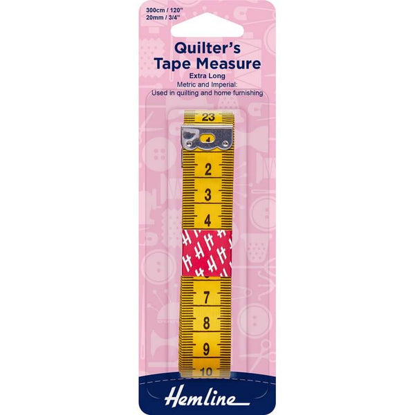 HEMLINE HANGSELL Quilter's Tape Measure Metric and Imperial 20mm x 300cm