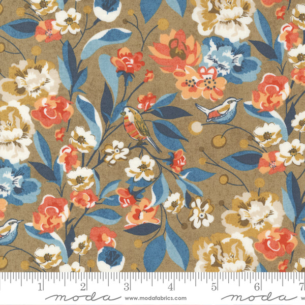 BasicGrey - Nutmeg - Birdies and Blossoms Toast - Moda Fabrics 30700 17