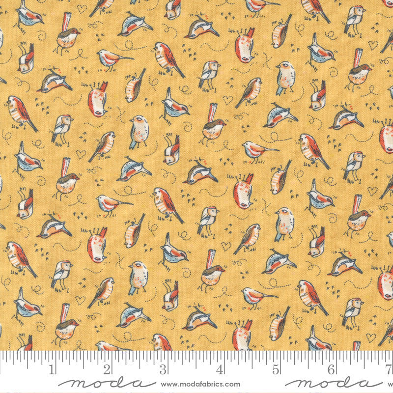 BasicGrey - Nutmeg - Migrate Birds Custard - Moda Fabrics 30705 15