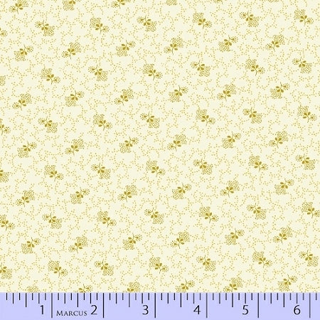 Small Green Floral on Cream