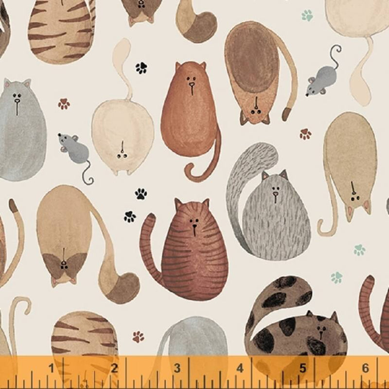 Windham Fabrics Fat Cat Ivory Cotton by Whistler Studios