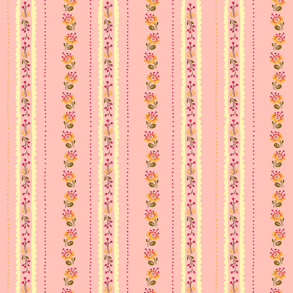 Heather Ross West Hill Revisited Pink Floral Stripe 52880-19