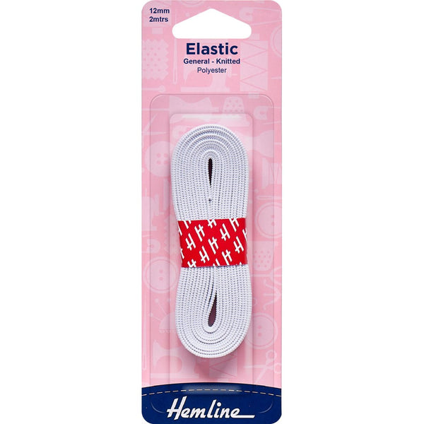 HEMLINE Knitted Elastic 12mm x 2m WHITE