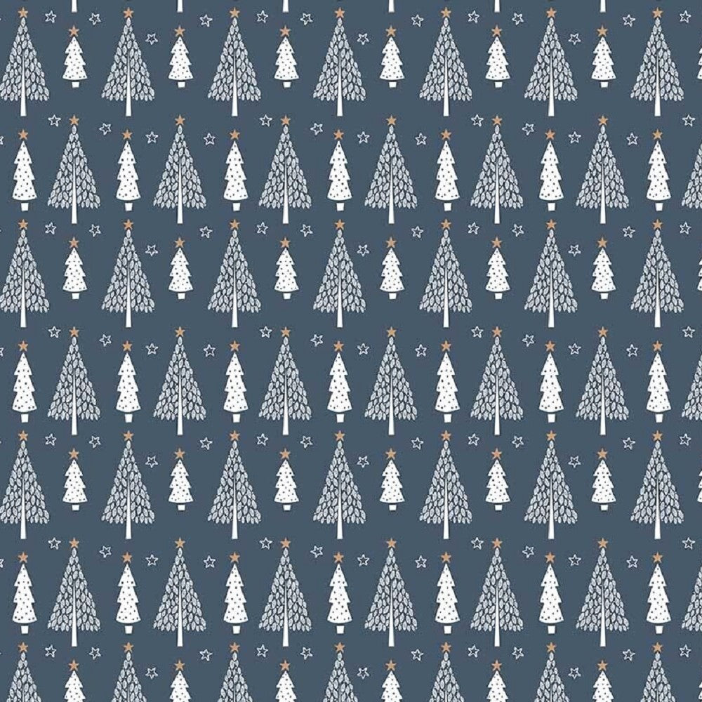 Craft Cotton Co - Hygge Christmas Tree Fabric Navy 2800-03