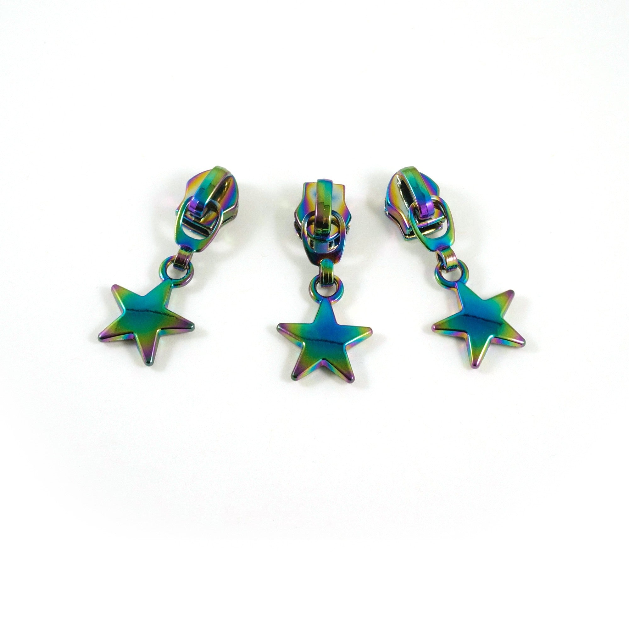 #5 Emmaline Slider with Star Dangle Pull 10 Pack Rainbow