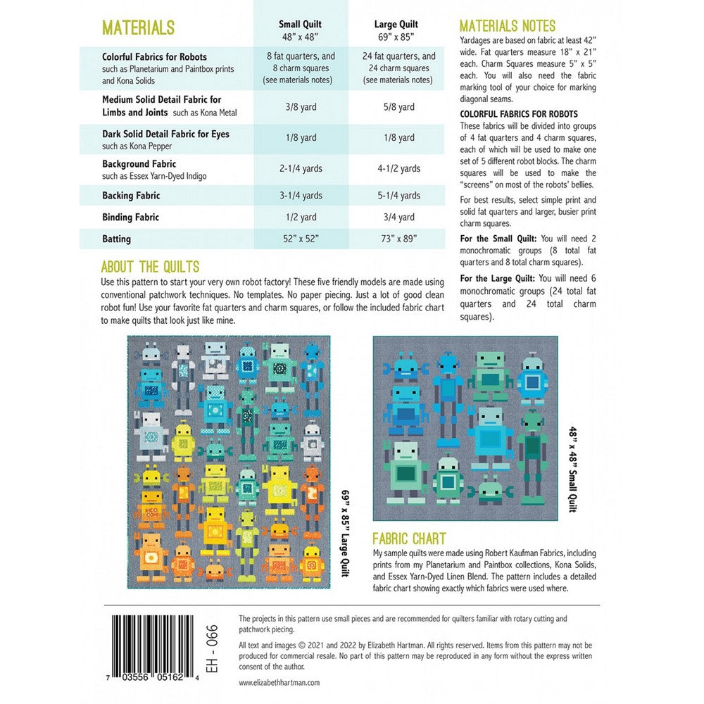 Elizabeth Hartman Quilt Pattern: Robots!