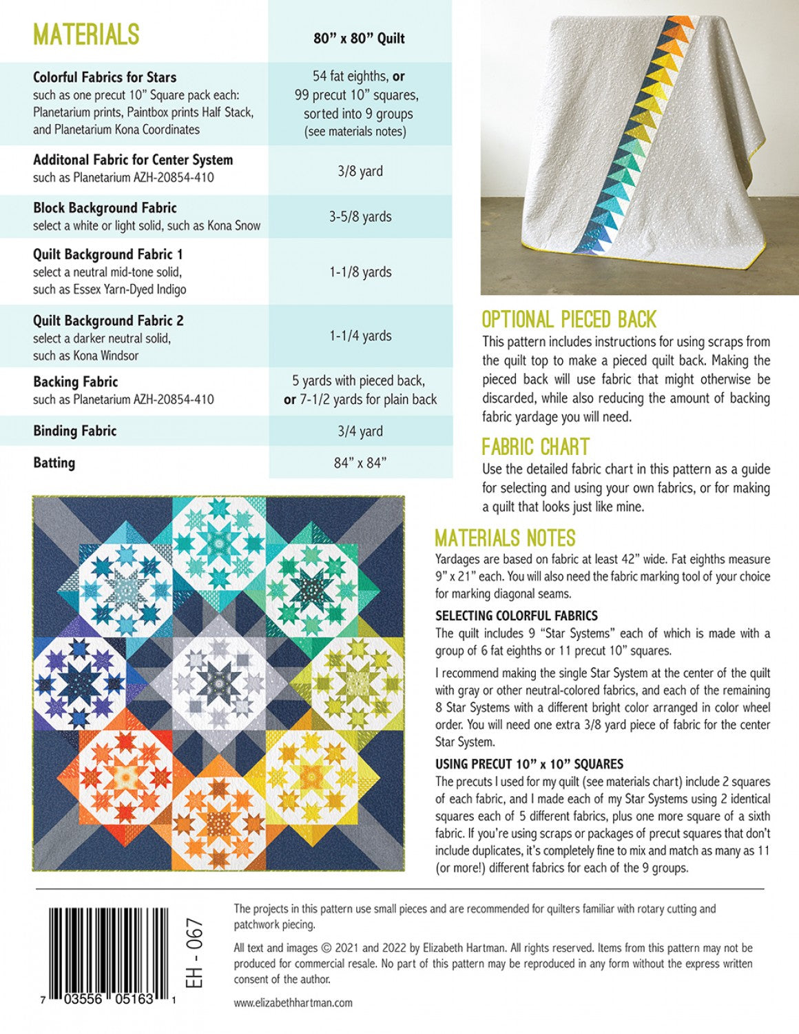 Elizabeth Hartman Quilt Pattern: Star Systems