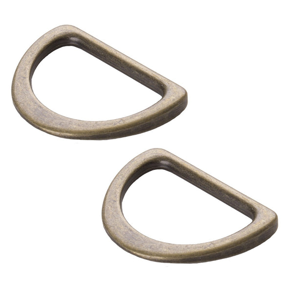 ByAnnie: D Ring Flat 1in Antique Brass Set of Two