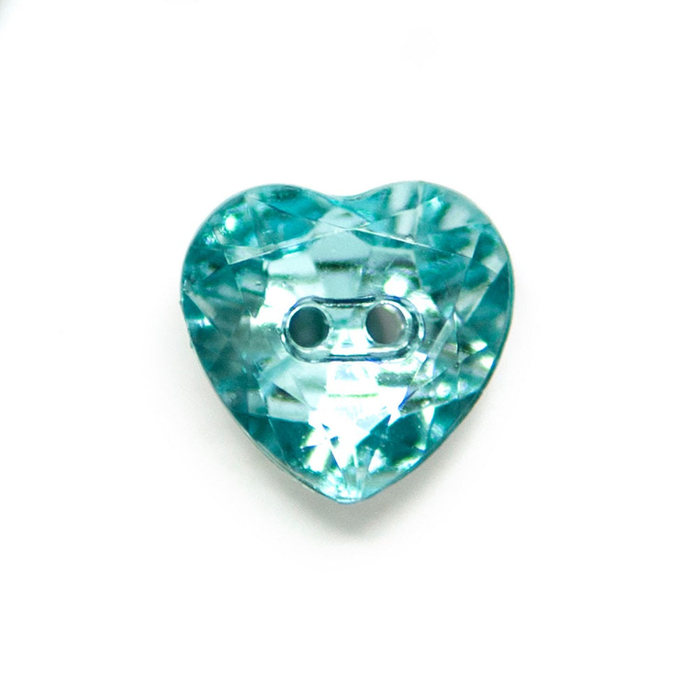 HEMLINE Buttons Precious Heart in Aqua 11mm