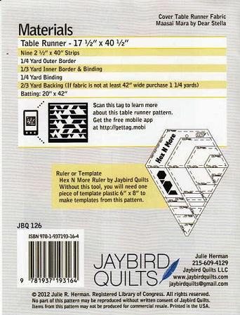 JBQ126 Tasty Table Runner Materials List