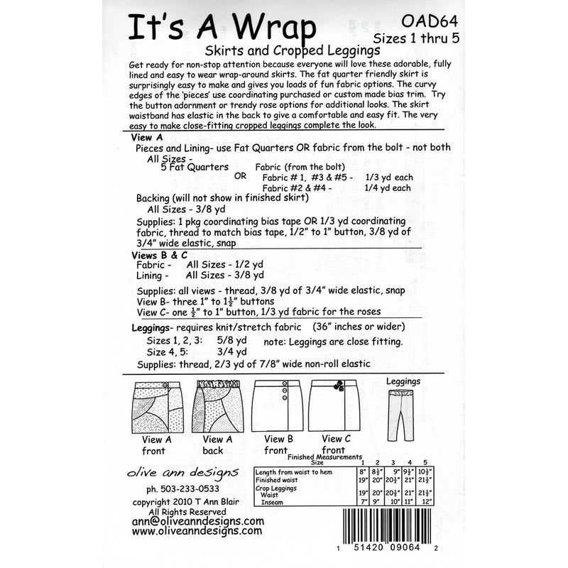 Olive Ann Designs - Its a Wrap Skirt and Leggings Pattern Age 1 - 5