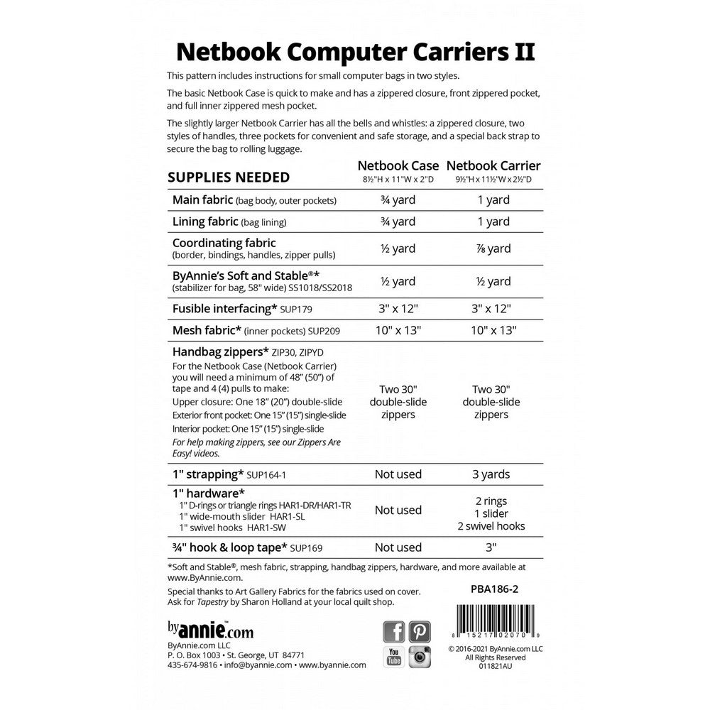 ByAnnie: Netbook Computer Carriers II Sewing Pattern