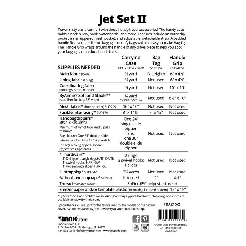 ByAnnie: Jet Set II Bag Sewing Pattern Materials List