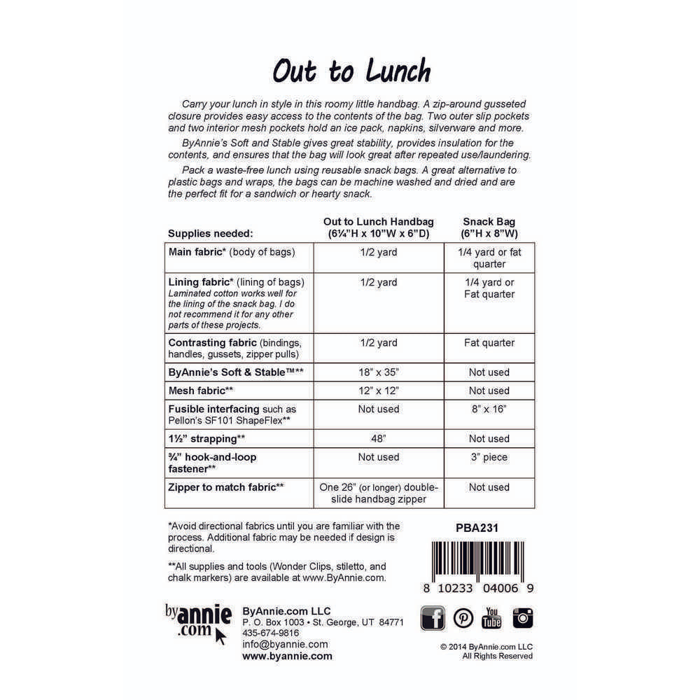 ByAnnie: Out to Lunch Sewing Pattern Materials List