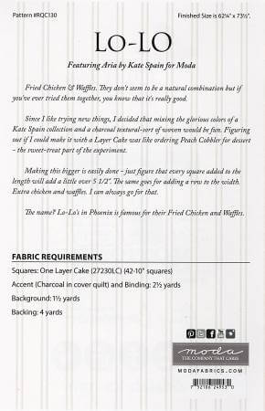 Lo-Lo Quilt Pattern Materials List