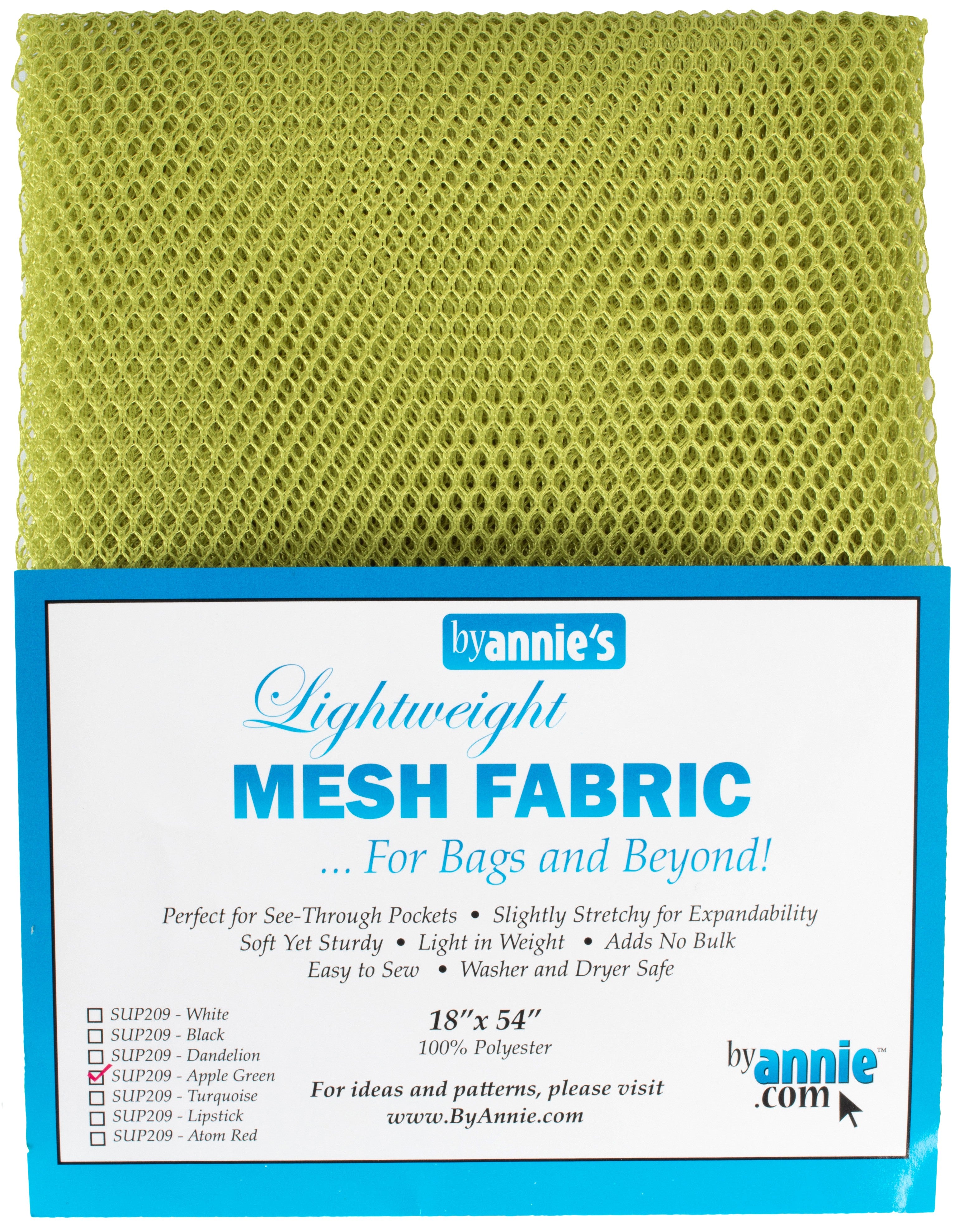 byAnnie: Mesh Lite Weight Apple Green 18in x 54in