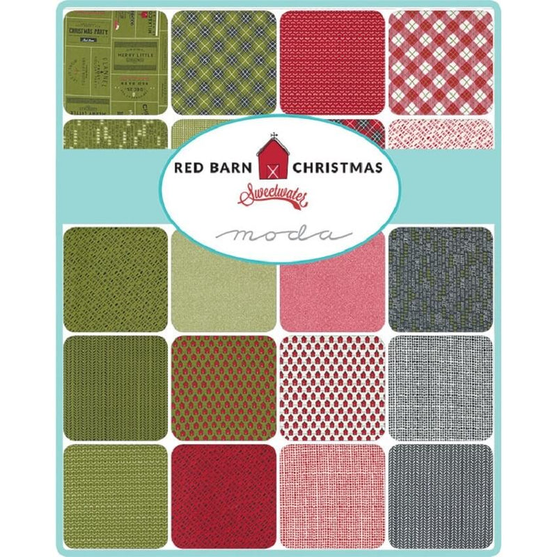 MODA Charm Square: Red Barn Christmas by Sweetwater