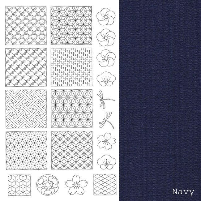 Sashiko Panel from BeBe Bold 1 Navy BBSP1-2008