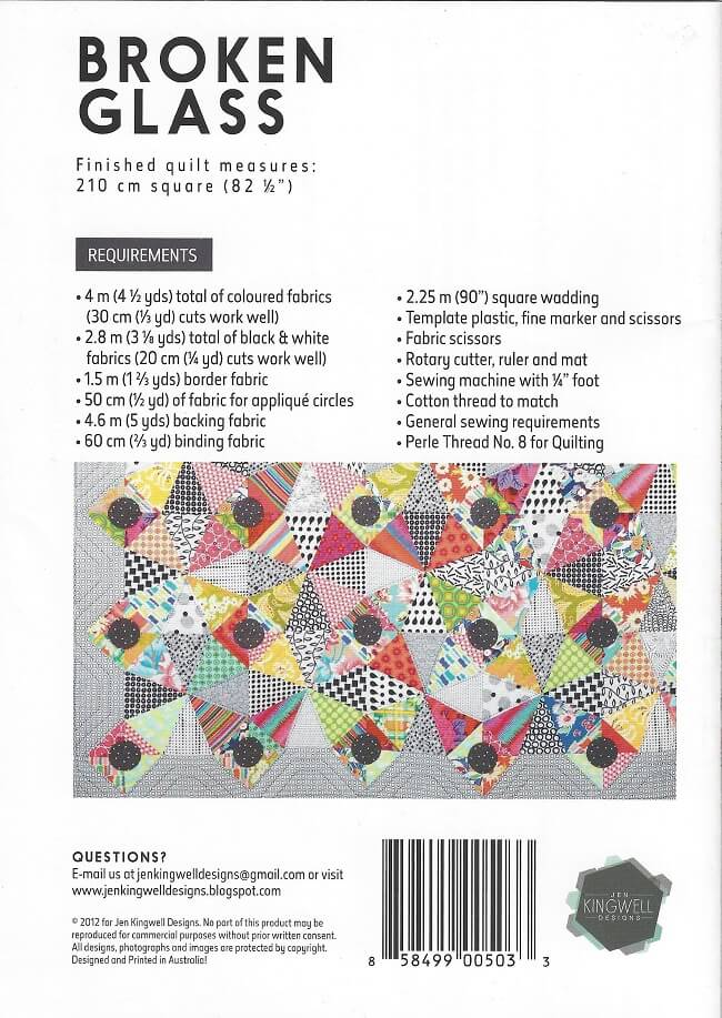 Jen Kingwell Quilt Pattern: Broken Glass Materials List