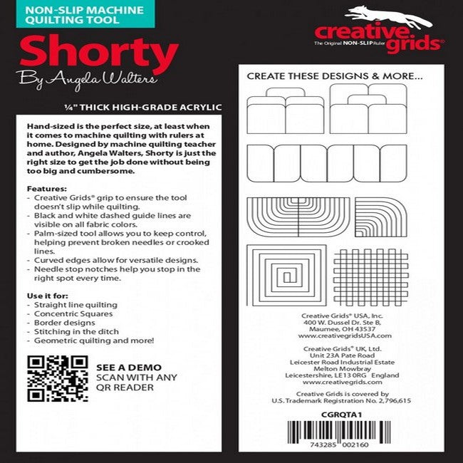 Creative Grids: Angela Walters Machine Quilting Tool - Shorty