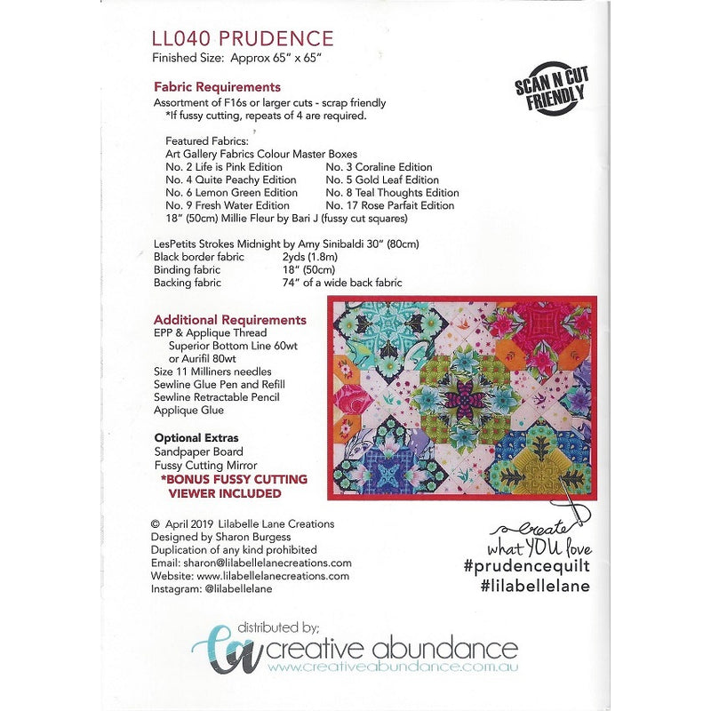 Lilabelle Lane Creations - Prudence Quilt Materials List
