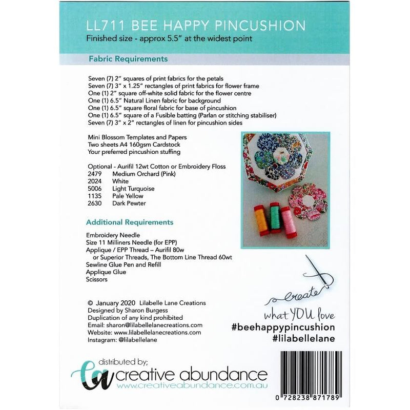Lilabelle Lane Creations - Bee Happy Pincushion Pattern