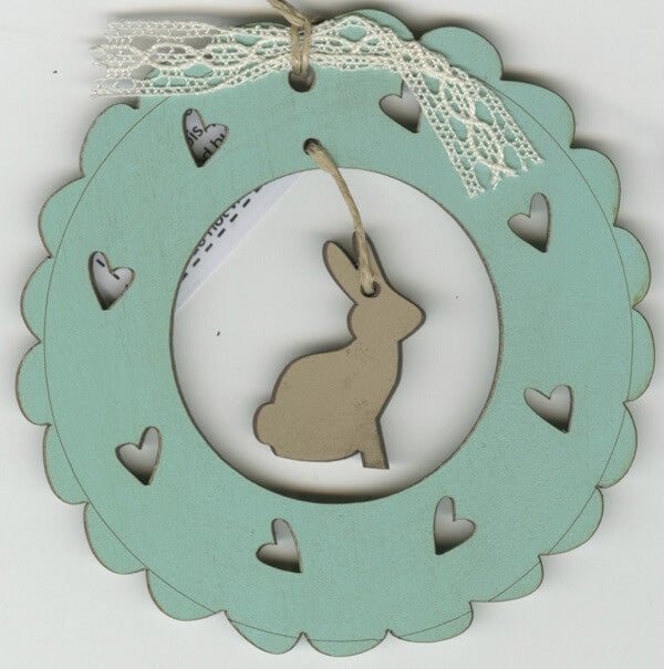 Mini Vintage Blue Wreath and Rabbit