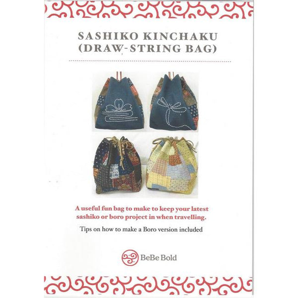 BeBe Bold Pattern: Sashiko Kinchaku Drawstring Bag