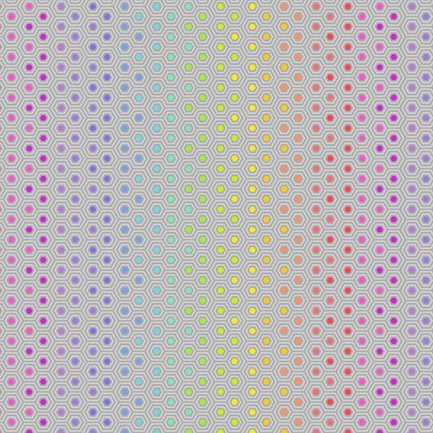 Tula Pink - True Colors - Hexie Rainbow in Dove Gray