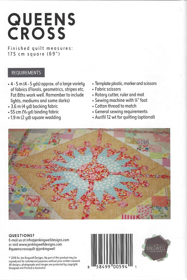 Queens Cross Quilt Materials List