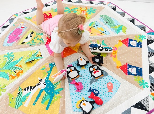 Sew Along Pattern: A Day at the Zoo Childrens Interactive Play Mat and Toy Bag