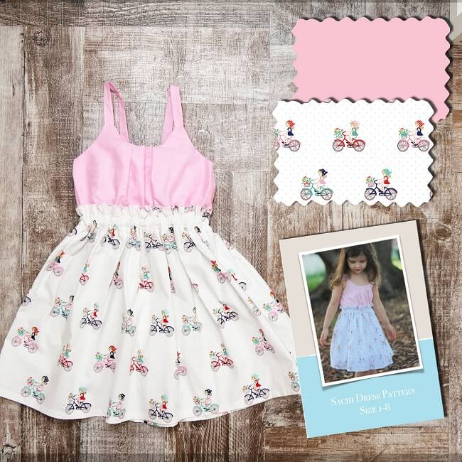 Sachi Dress Kit - Vintage Market Bike Ride Rosette