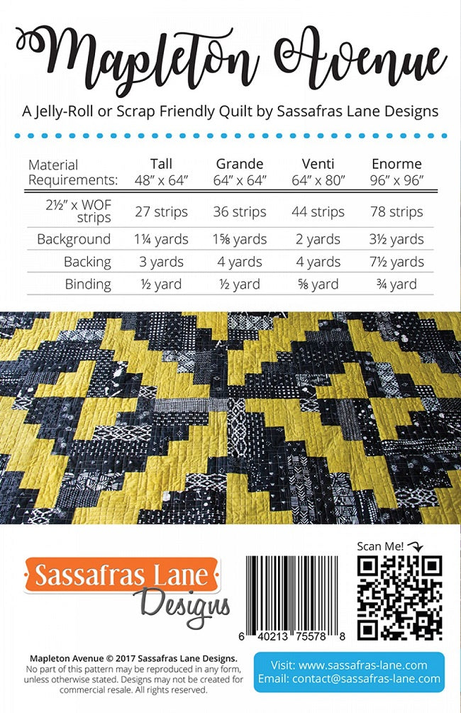 Sassassfras Lane Designs - Mapleton Avenue Quilt Pattern