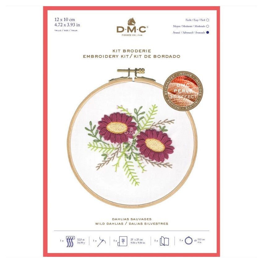 Wild Dahlias DMC Perle 5 Embroidery Kit TB155