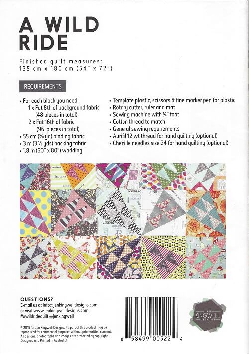 Jen Kingwell Pattern: A Wild Ride Materials List